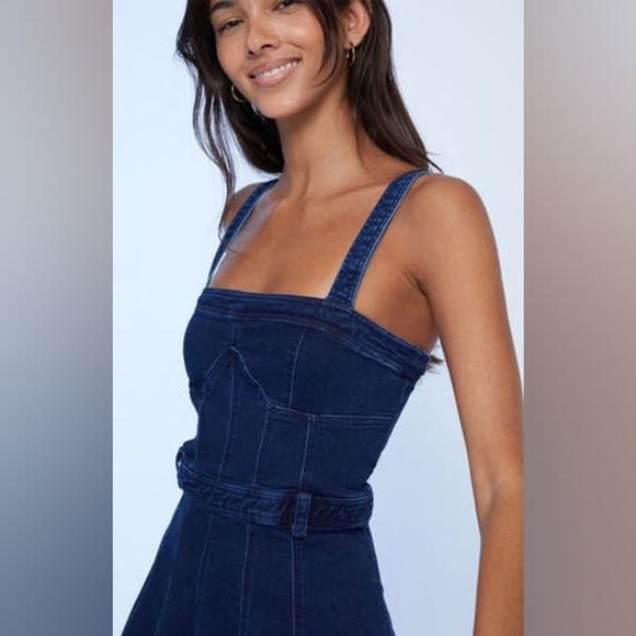 Free People Margot Denim Mini Dress - Picture 2 of 11